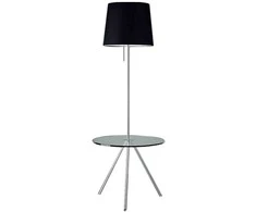 Toršeras su lentynėle Amy 40W E27 D40cm H155cm chromo spalvos/juodas