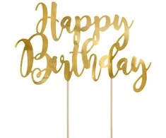 Party Deco Torto papuošimas Happy Birthday PartyDeco H22.5cm sidabro spalvos