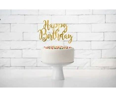 Party Deco Torto papuošimas Happy Birthday PartyDeco H22.5cm sidabro spalvos