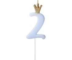 Kacperek Gimtadienio žvakutė nr 2 melsva 9.5cm