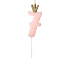 PartyDeco Gimtadienio žvakutė nr 7 rausva 9.5cm