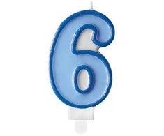 Gimtadienio žvakutė nr 6 melsva 7cm