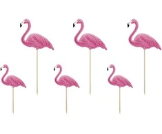 Party Deco Tortų dekorai Flamingo Tropical Party Party deko 15-23.5cm/6vnt. rožiniai