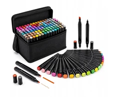 Touch Markery alkoholowe 120 vnt dwustronne pisaki flamastry torba etui komplektas