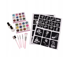 Toys DIDELIS TATUiruočių RINKINYS 222 ŠABLONAI GLITTER PLAUNAMAS DOVANA XXL