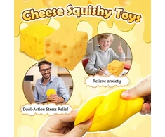 Toys GNIOTEK DIDELIS SŪRIS GELTONAS SŪRIO KUBAS ANTESTRESSAS ŽAISLAS 5 cm SQUISHY MOCHI