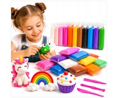 Toys SUPER CAY PLASTICINE MOLIS POLIMERINĖ PUTOS 12 SPALVŲ KŪRYBINGOS