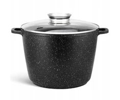 TRADICINIS MARMURINIS PUODAS AUKŠTIS 10L INDUKCINĖS DUJOS 28 cm JUODOS