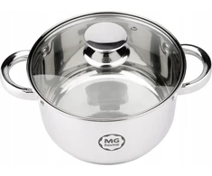 Tradicinis puodas su stikliniu dangteliu MG Home 16cm 1,8L nerūdijančio plieno.