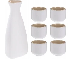 TRADICINIS SAKE RINKINYS, KARAFINAS IR DUBULIAI, 6 vnt, japoniško stiliaus, keramika