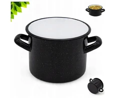 Tragar Emaliuotas puodas, 14 cm, juodas marmuras