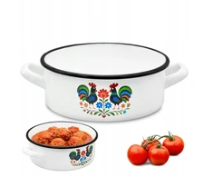Tragar Emaliuotas Puodas 18cm su rankenėlėmis Tradicinis baltas liaudies puodas 1,8L