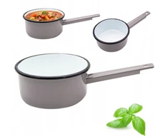 Tragar Emaliuotas puodas su rankena 14 cm pilkas plieno tradicinis puodas 900 ml