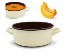 Tragar Emaliuotas puodas su rankenomis 20 cm kreminis plieno tradicinis puodas 2,5 l