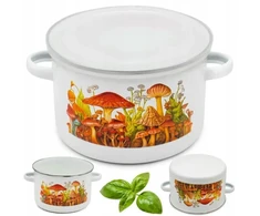 Tragar Puodas su dangteliu emaliuotas puodas 18cm virtuvės sriuboms grybai 2,2 l