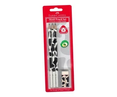 Trikampio formos pieštukas Karvė 3vnt. + trintukas FABER CASTELL