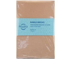 Čiužinys Trikotažinė paklodė su guma NOSTRA, rusvos sp., 90 x 200 + 28 cm, 100 % medvilnės