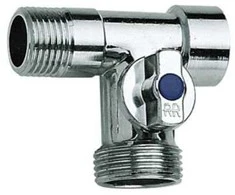 Trišakis skalbimo mašinos ventilis RR 260, 1/2"x 3/4"x 1/2", išor/išor/vid