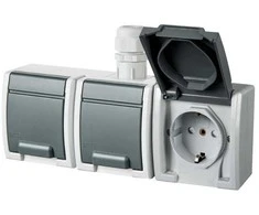 Trivietis kištukinis lizdas AQUANT, IP65, 230 x 81 x 56 mm
