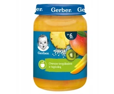 Tropinių vaisių desertas su tapijokos bananais ananasų mango 6 m+ Gerber 190 g