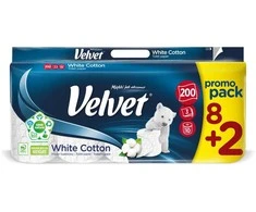 Tualetinis popierius Baltas Cotton Velvet 10 rit./200lap./3sl baltas