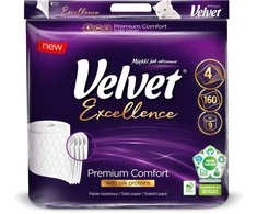Tualetinis popierius Excellence Velvet 9 rit./160 lap./4sl. baltas