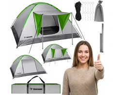 TURISTINĖ KEMPINGO PALAPINĖ 4 ASMENYS ŠEIMAI DIDELI XXL TRIZAND KEMPINGO PAlapinė