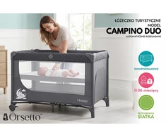 Turistinė lovytė CAMPINO DUO II-POZIOMOWE ORSETTO QUICK FOLD SZARE