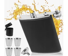 Turistinis 227 ml plieninio juodo kelioninio buteliuko rinkinys
