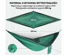 Turistinis hamakas su tinkleliu nuo uodų 270x140 cm