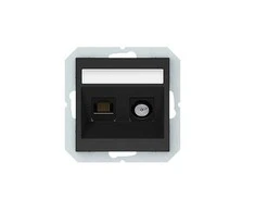 Harry Potter Antenos ir kompiuterio lizdas QUADRUM QR 1000, TV+RJ45, be rėmelio, juodas