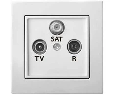 Televizijos lizdas (TV + R + SAT) EPSILON, galinis, be rėmelio, baltas