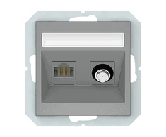 TV SAT ir kompiuterio (RJ45) lizdas QR1000, be rėmelio, pilkos matinės sp.