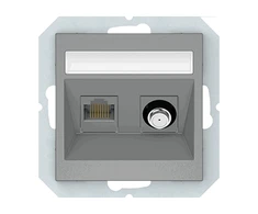 TV SAT ir kompiuterio (RJ45) lizdas QR1000, be rėmelio, baltos matinės sp.