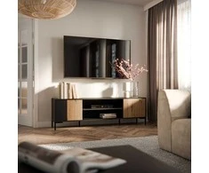 Laikiklis Halmar Cama Meble Spintelė - MERCI RTV 180 x 40 x 53.5 cm Juoda/Ąžuolo artisan