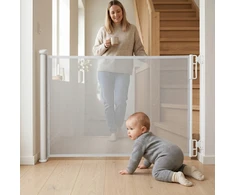 Twinky laiptų vartai, suvyniojami saugos vartai, 58 x 145 cm, balti