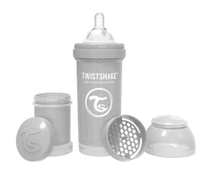 TwistShake buteliukas nuo pilvo dieglių 260ml, spenelis M 2m PASTEL Pilkas