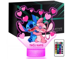Upominki_Pl 3D LED naktinė lempa su vardu Fairy Tale Lilo ir Stitch Angel mergaitei