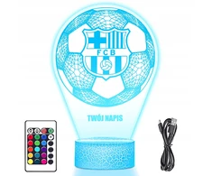 Upominki_Pl FC Barcelona 3D LED naktinė lempa su RGB vardo dovana Kalėdų gimtadienio proga