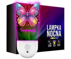 Upominki_Pl Lampka Nocna LED dla Dziecka KOLOROWY MOTYL kontaktu gniazdka CZUJNIK