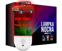Upominki_Pl Lampka Nocna LED dla Dziecka auto Fiat 126p kontaktu gniazdka CZUJNIK