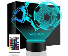 Upominki_Pl LED NAKTINIS LEMPAS Futbolo segtukai 3D + NUOTOLINIO PULTAS, dovana vaikui GIMTADIENIO
