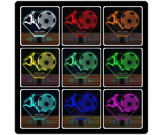 Upominki_Pl LED NAKTINIS LEMPAS Futbolo segtukai 3D + NUOTOLINIO PULTAS, dovana vaikui GIMTADIENIO