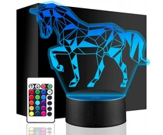 Upominki_Pl Naktinė lempa KOŃ KONIK Jeździectwo 3D LED + Pultas prezent MIKOŁAJKI święta