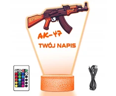 Upominki_Pl Naktinė lempa LED 3D KARABIN BROŃ Karabinek AK-47 prezent dziecka URODZINY