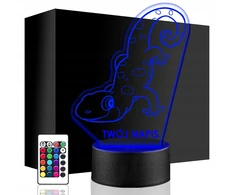 Upominki_Pl Naktinė lempa LED JASZCZURKA 3D + Pultas prezent URODZINY statuetka
