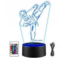 Upominki_Pl Naktinė lempa LED KARATEKA KARATE WALKI 3D Pultas prezent URODZINY statuetka