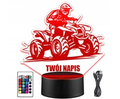 Upominki_Pl Naktinė lempa LED QUAD QUADY 3D + Pultas prezent URODZINY statuetka
