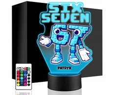 Upominki_Pl Naktinė lempa LED SIX SEVEN BRAINROT 67 + Pultas prezent dziecka URODZINY