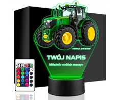 Upominki_Pl Naktinė lempa LED Traktor John Deere 3D + Pultas prezent dziecka URODZINY